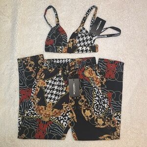 Pretty Little Thing 2 Piece Set size 4 Bralette & Cigarette Trouser